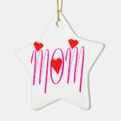 Mam met rood hart keramisch ornament (Links)