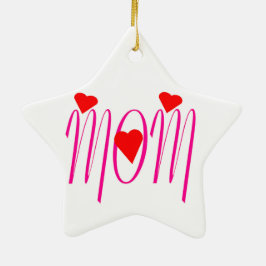 Mam met rood hart keramisch ornament