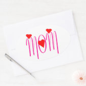 Mam met rood hart ovale sticker (Envelop)