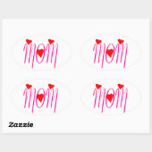 Mam met rood hart ovale sticker (Vel)