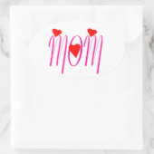 Mam met rood hart ovale sticker (Tas)