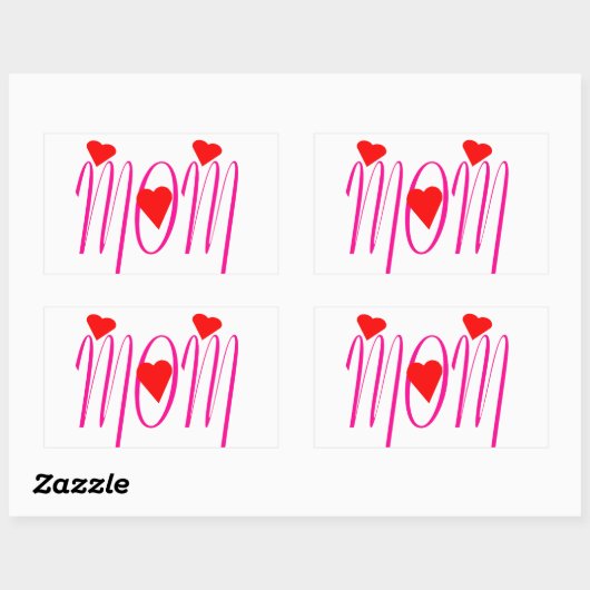 Mam met rood hart rechthoekige sticker (Vel)