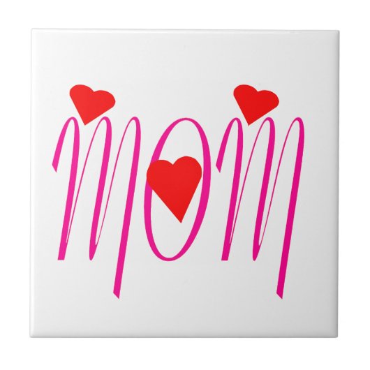 Mam met rood hart tegeltje (Voorkant)