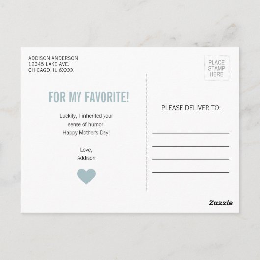 Mam Mijn favoriete Moederdag Briefkaart (Achterkant)