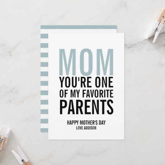 Mam Mijn favoriete Moederdag Kaart (Voorkant / Achterkant in situ)