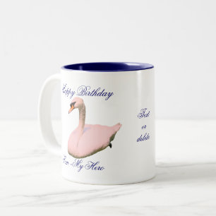 Mam Mijn Hero Birthday Swan gepersonaliseerd Tweekleurige Koffiemok