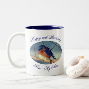 Mam Mijn Hero Happy Birthday Bluebird op persoonli Tweekleurige Koffiemok