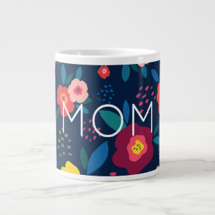 Mam Modern Floral Blue en Coral Coffee Grote Koffiekop
