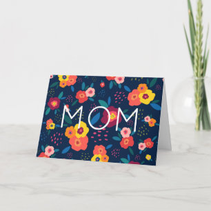 Mam Modern Floral in Blue en Coral Kaart