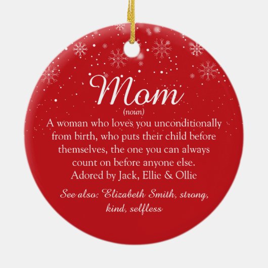 Mam moeder Definitie Kerstmis Keramisch Ornament (Achterkant)