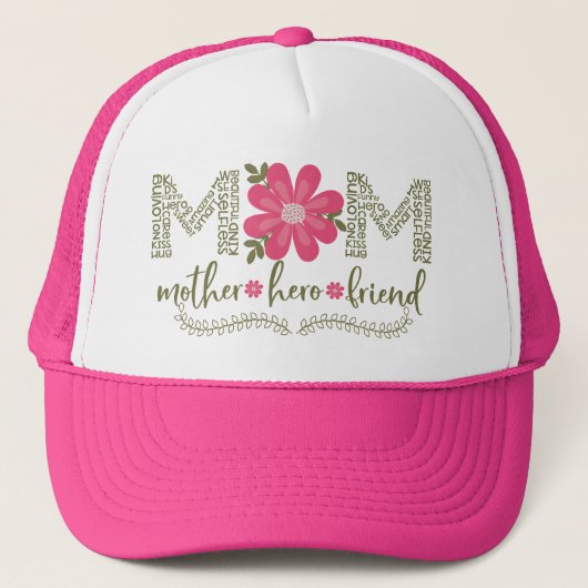 Mam-moeder-held-vriend_Floral Trucker Pet (Voorkant)