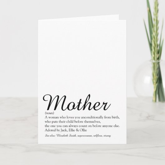 Mam, moeder, moeder definitie wereld's beste ooit  feestdagen kaart (Voorkant)