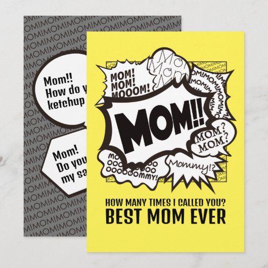 MAM! Moederdag bedankt kaarten (Voorkant / Achterkant)