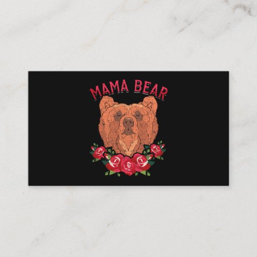 Mam Moederdag Floral Beer Family Roos Cute Mama Visitekaartje (Voorkant)