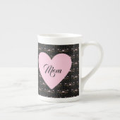 Mam Moederdag Heart op  zwarte Floral Porselein Kop (Rechts)
