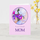 Mam, Moederdag kaart met geverfde bloemen. (Gele Bloem)