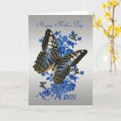 Mam, Moederdag Kaart met vlinders (Gele Bloem)