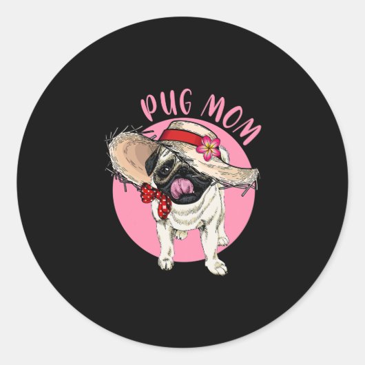 Mam Moederdag Mama Moeder Pug Ronde Sticker (Voorkant)