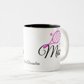 mam | Moederdag Roze zwarte Tennis Racket Ball Tweekleurige Koffiemok (Voorkant rechts)