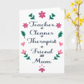 Mam, Moederdag van de leraar schoonmaakster therap Kaart (Gele Bloem)