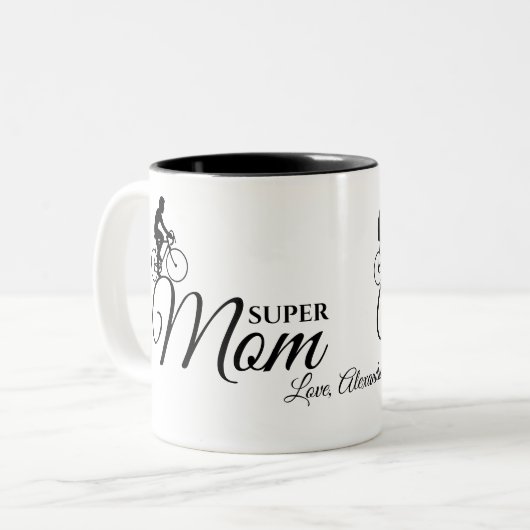 mam | Moederdag zwarte-scriptsnijmachine Tweekleurige Koffiemok (Voorkant links)