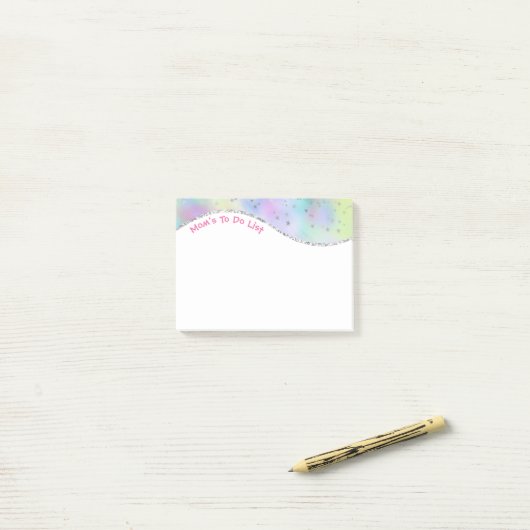 Mam moet een lijst maken, Iridescent Wave & Zilver Post-it® Notes (Op bureau)