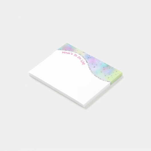 Mam moet een lijst maken, Iridescent Wave & Zilver Post-it® Notes (Schuin)