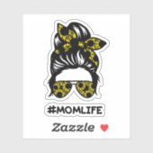 Mam #momlife rommelige bun zonnebloem sticker (Vel)