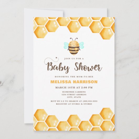 Mam naar Bee Baby shower Kaart (Voorkant)
