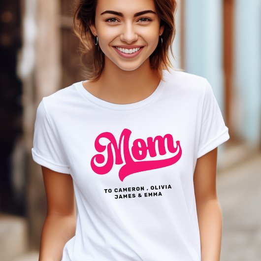 Mam naar kinder namen moederdag heet roze t-shirt