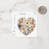 Mam Note Kaart hartvormig bloemschema Notitiekaartje (Voorkant / Achterkant in situ)