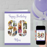 Mam nummer 80 Foto Collage Big Kaart<br><div class="desc">Creëer je eigen 80e verjaardag Kaart met een unieke fotocollage. Deze grote verjaardagskaart heeft een groot aantal van 80 gevuld met je favoriete familiefoto's en kan gepersonaliseerd worden voor moeder of met een naam. De sjabloon is opstelling voor u om de berichten binnen de kaart uit te geven en uw...</div>
