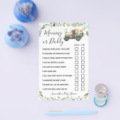 Mam of pap Woodland Animals Baby shower Game Kaart (Enkel)