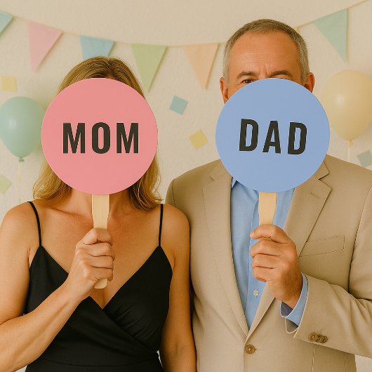 Mam of papa? | Modern roze blauw Baby shower Handwaaier