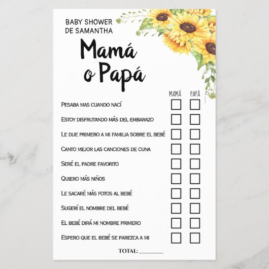 Mam of papa zei dat ze tweetalige spelkaart zei flyer (Achterkant)