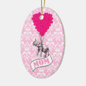 Mam, olifant en hartballonnen keramisch ornament (Links)
