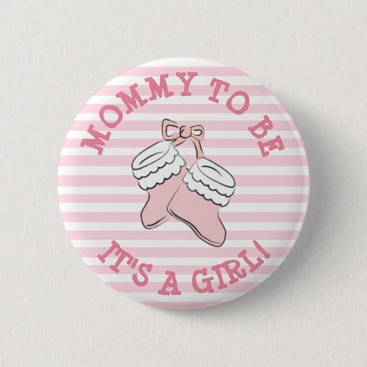 Mam om Baby shower Button te zijn met Cute Girl's  (Voorkant)
