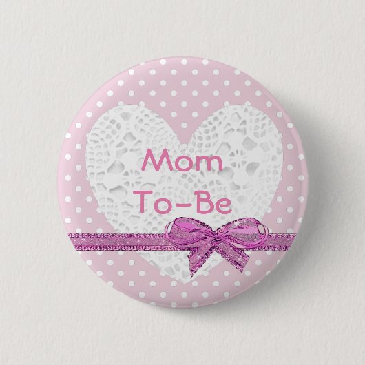 Mam om Baby shower roze en witte Button te zijn (Voorkant)