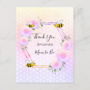 Mam om Baby shower roze floral te worden bedankt Briefkaart