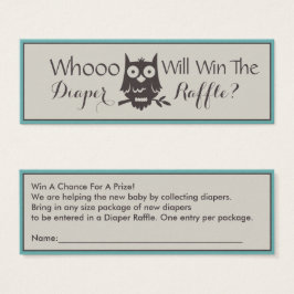 Mam om Baby shower uil luier rafel Mini Visitekaartjes