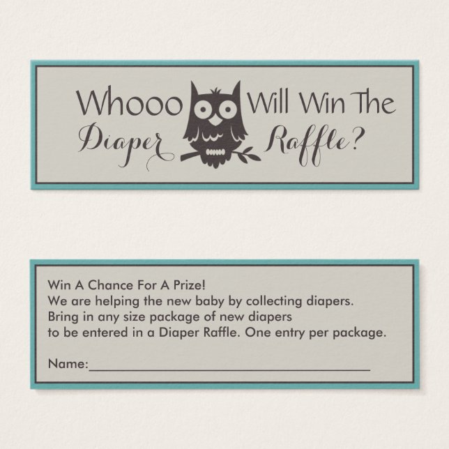 Mam om Baby shower uil luier rafel Mini Visitekaartjes (Voorkant /achterkant)