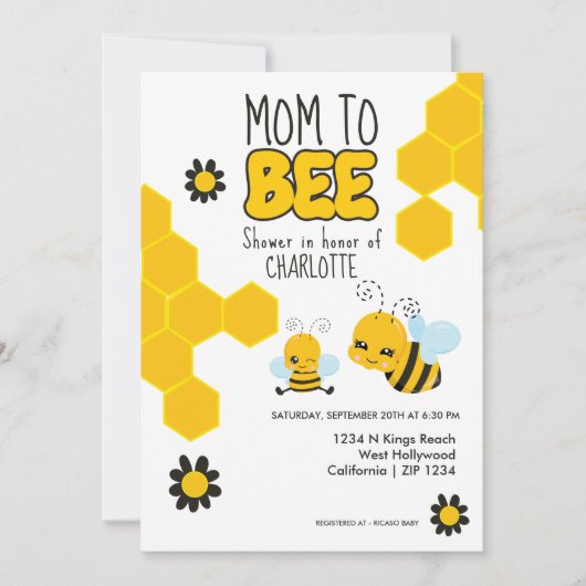 Mam om Bee thema baby shower Kaart (Voorkant)