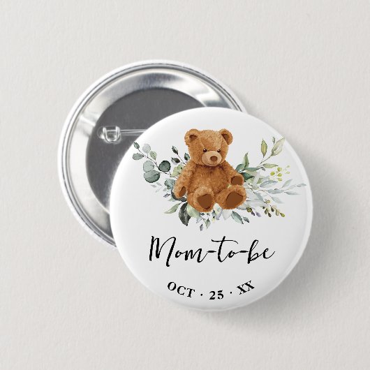 Mam om Beer Greenery Baby shower Button te zijn (Voorkant /achterkant)