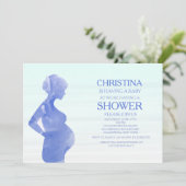 Mam om blauwe Baby shower uitnodiging te zijn (Staand voorkant)