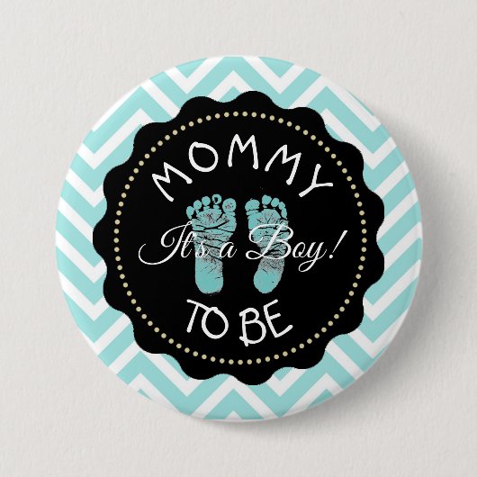 Mam om blauwgroen gestript te worden Chevron Baby  Ronde Button 7,6 Cm (Voorkant)