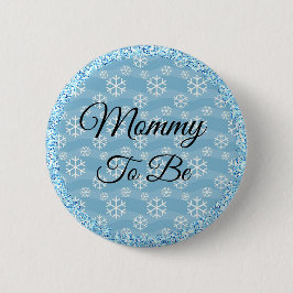 Mam om Blue Winter Snowflake Baby Button te zijn