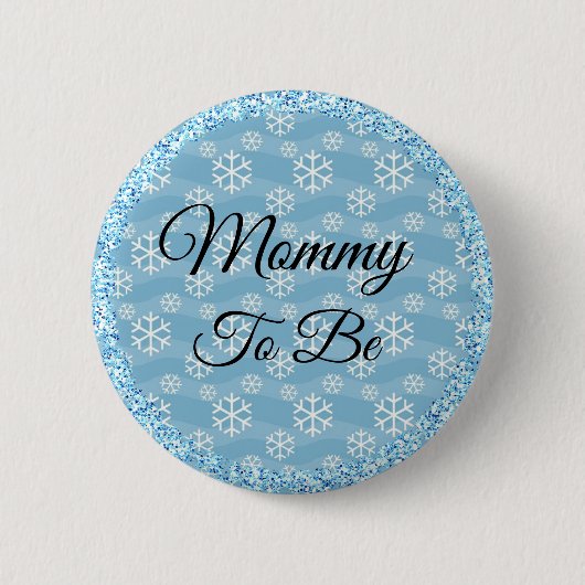 Mam om Blue Winter Snowflake Baby Button te zijn (Voorkant)