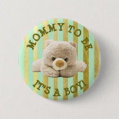 Mam om de groene Button van het Baby shower "Teddy (Voorkant)