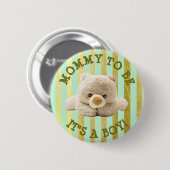 Mam om de groene Button van het Baby shower "Teddy (Voorkant /achterkant)