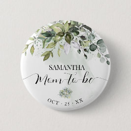 Mam om Eucalyptus Greenery Baby shower te worden Ronde Button 5,7 Cm